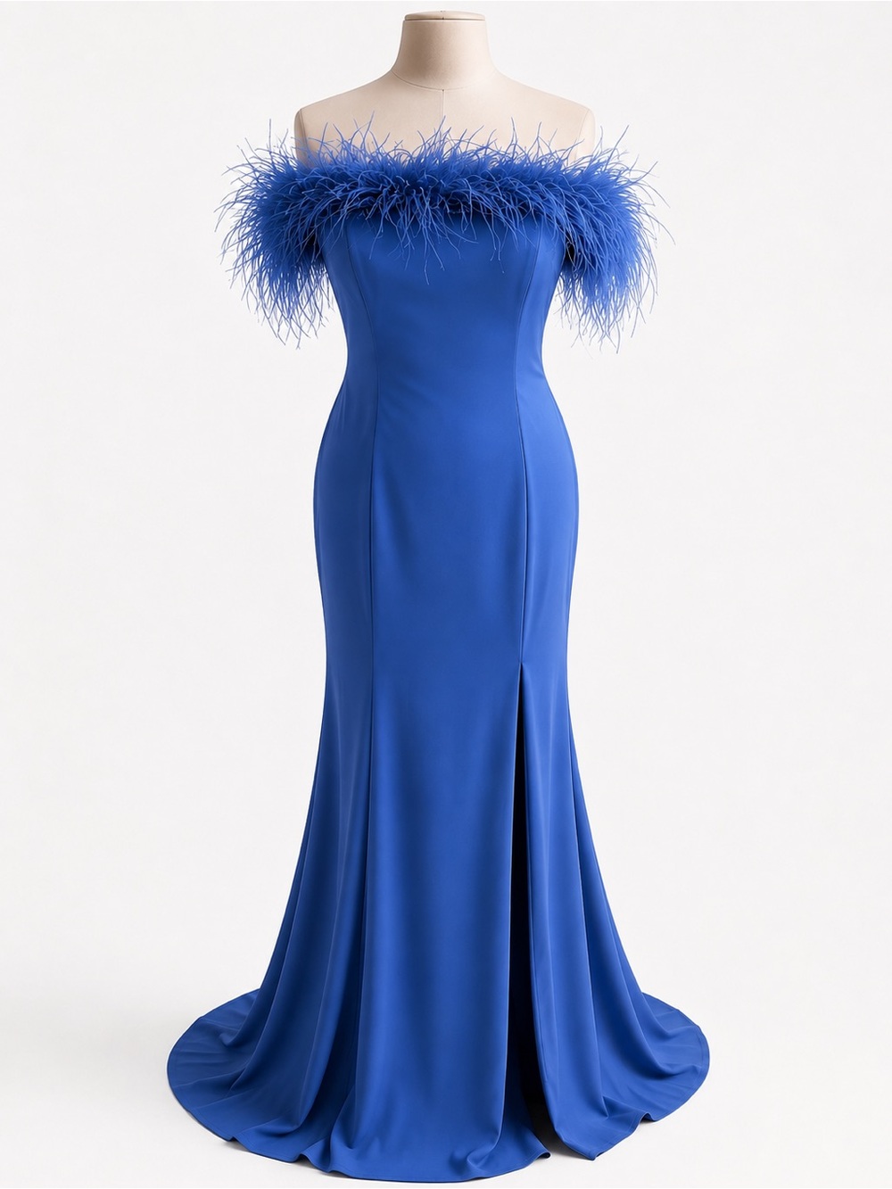 NWT TERANI Couture Size 12 Royal Blue Feather